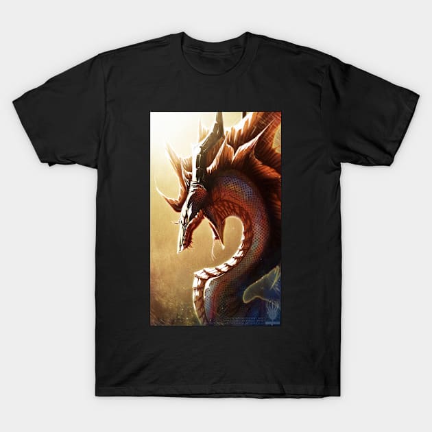 White Lipped Dragon Bust T-Shirt by TwilightSaint